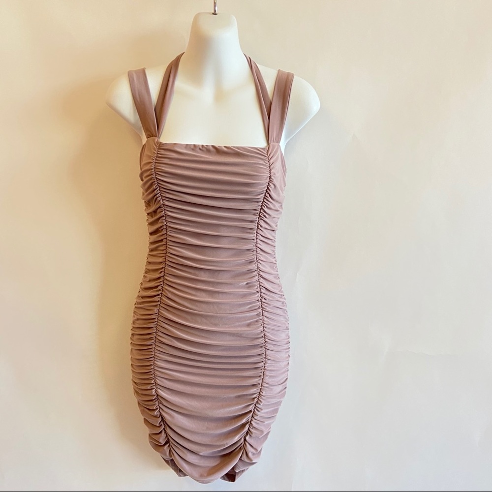 Mini Mauve Ruched Dress